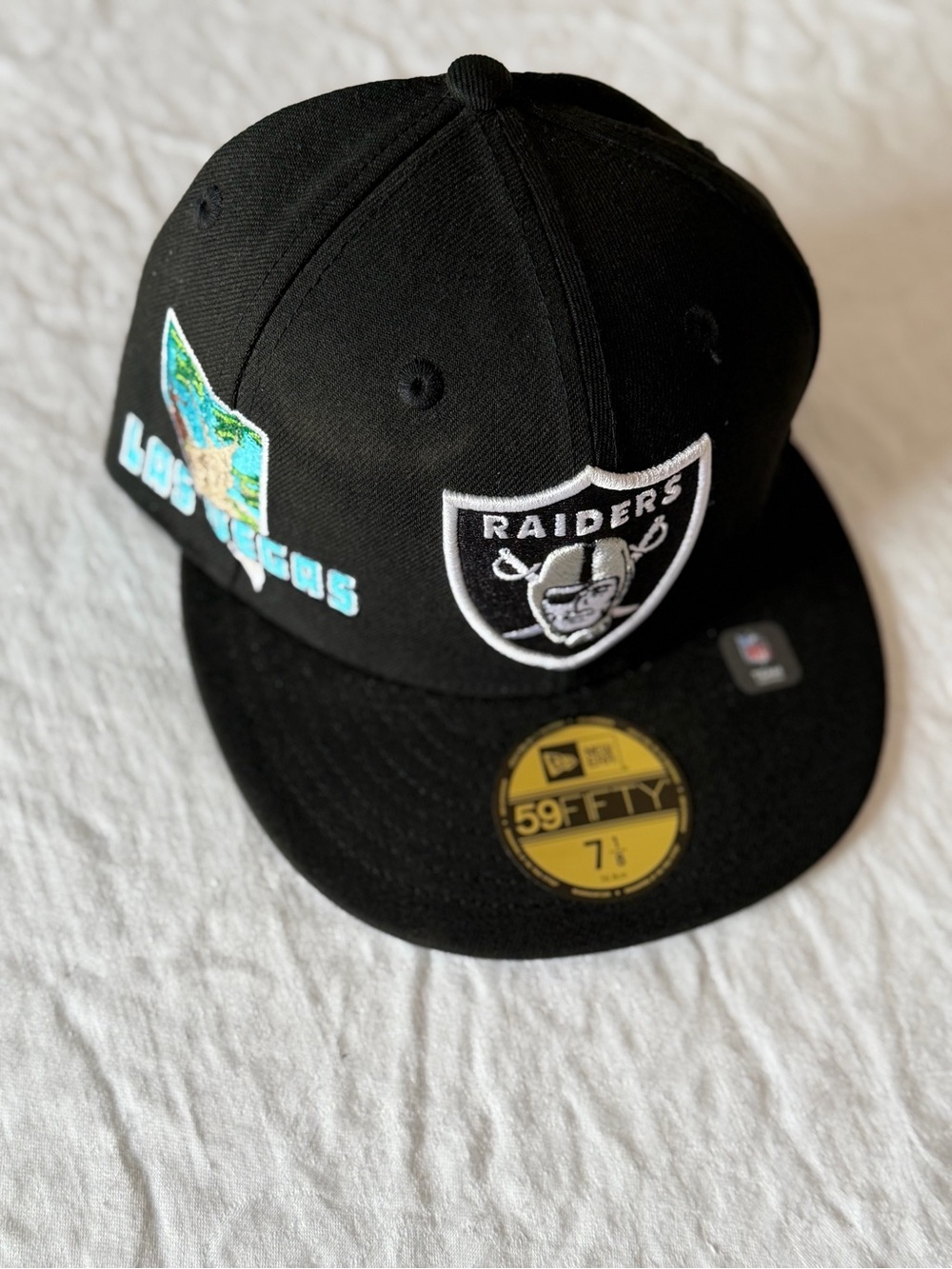 Men’s Black New Era Las Vegas Raiders Stateview 59Fifty Fitted Hat Size 7 1/8